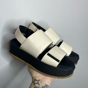 MARNI | Women’s Fussbett Leather Slingback Platform Sandals Size 9.5